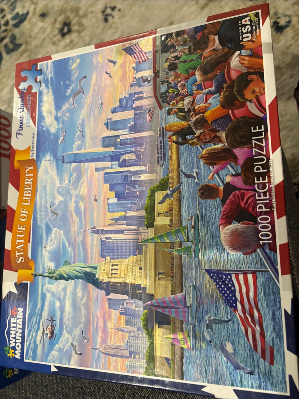 White Mountain Statue of Liberty Jigsaw Puzzle - Blue, Green, Red, White, Tan